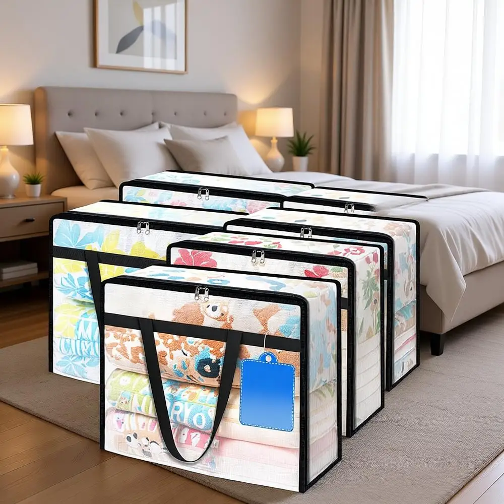 

Прозрачные сумки для хранения на 8 предметов с застежкой-молнией, объемом 40 л, для одежды, постельного белья и одеял — идеально подходят для переезда и организации вещей.