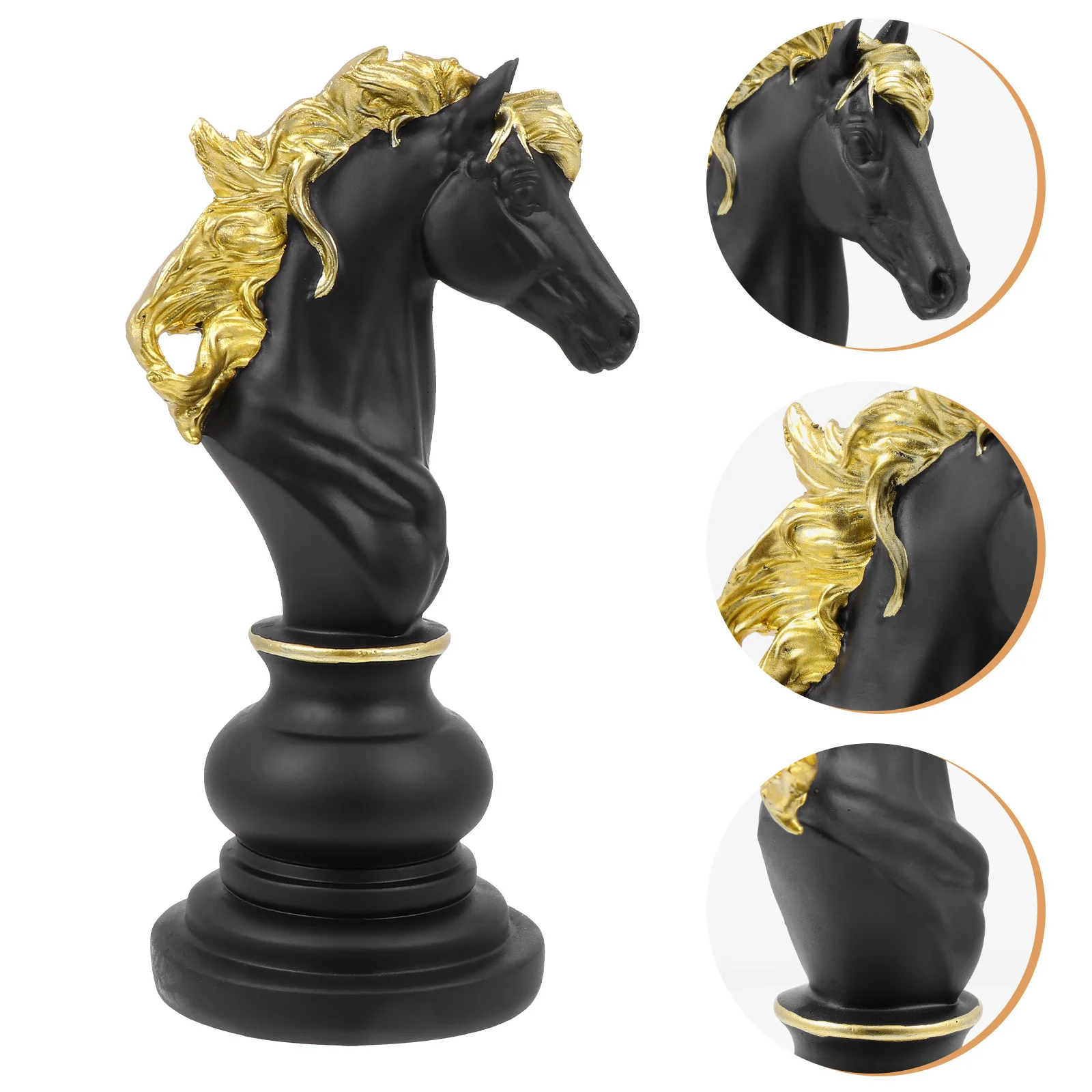 

1Pcs Chess Horse Adorn Premium Resin Craft Vivid Home Decor Desktop Decoration for Office Study Room Black Chess Horse Design