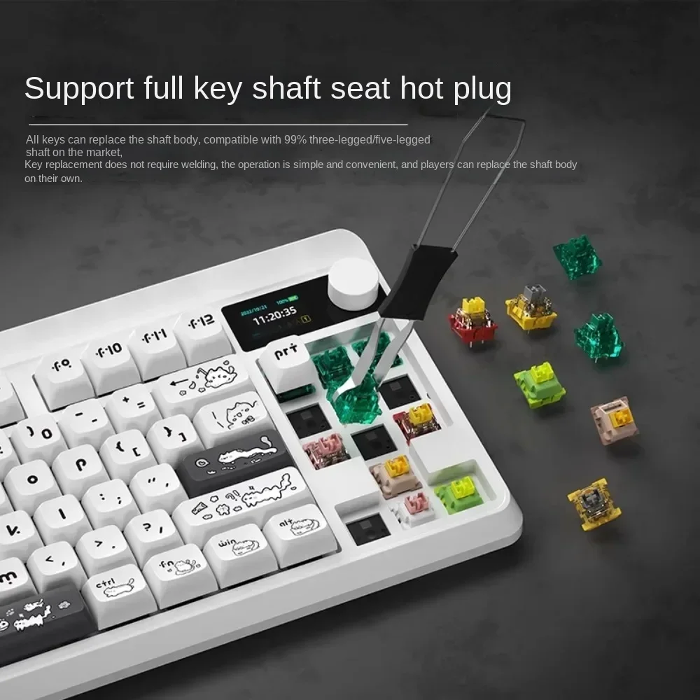 Imagem -04 - Teclado Mecânico sem Fios Heitieniu Yk830 Bluetooth Tri-mode Kit Personalizado Hot-swappable 80 Layout 87 Teclas Rgb com Visor