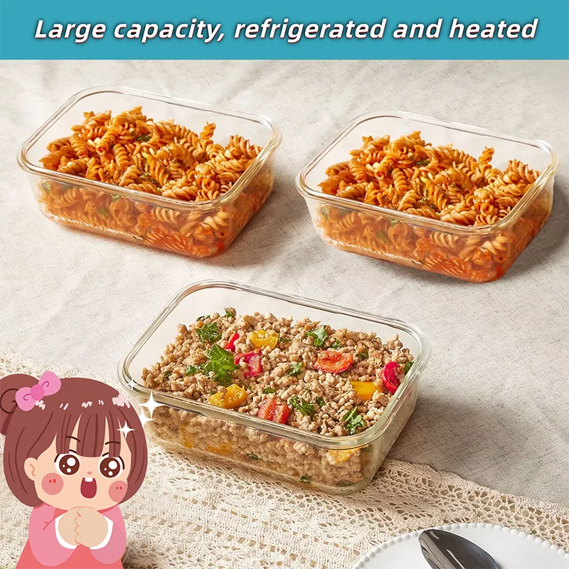 Glas-Lunchbox mit extra großem Fassungsvermögen, mikrowellengeeignet, spezielle Lunchbox, lebensmittelecht, Kühlschrankgeeignet, versiegelter Frischhaltebehälter.