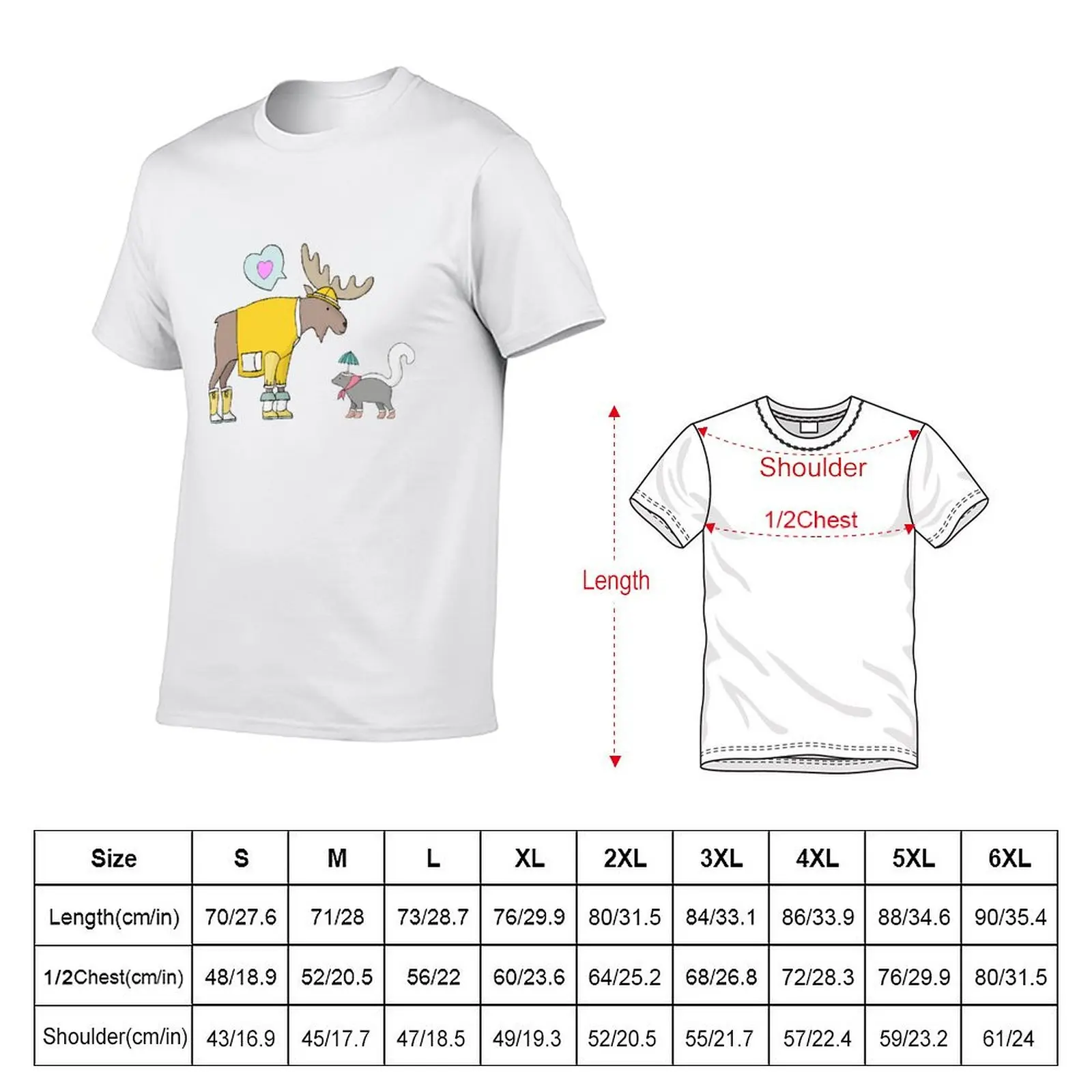 Moose and Skunk T-Shirt Big and Tall Solid Color T-Shirt