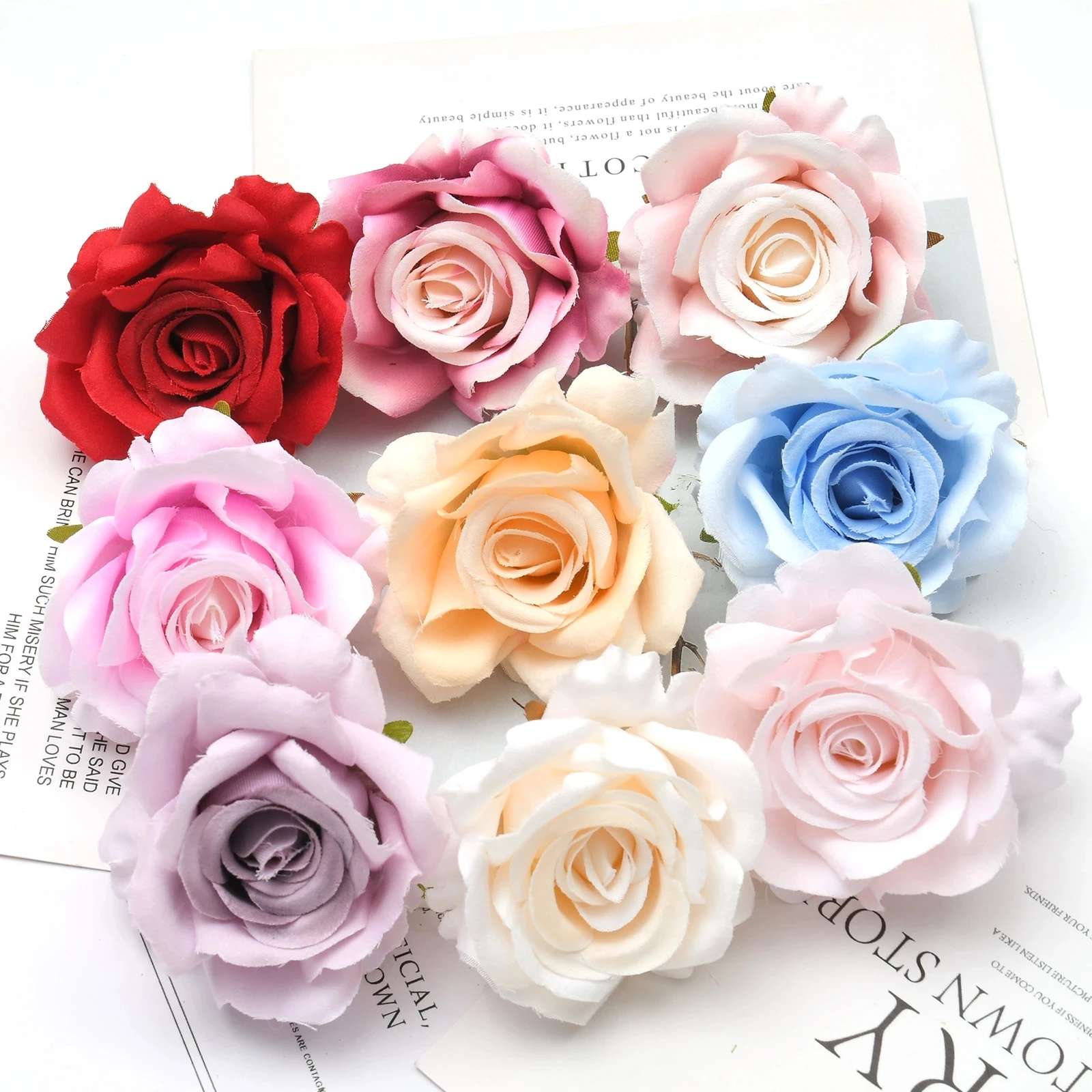 30 sztuk 5cm zakrzywiona krawędź róża sztuczny jedwab główki kwiatów dekoracje ślubne DIY wieniec urodzinowy Scrapbooking Craft sztuczne kwiaty