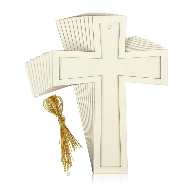 

【CUSTOMER FAVORITE】Blank Wooden Cross For Sunday For Crafts 24 Pcs Unpainted Large Layered Wood Cross For Crafting Projects