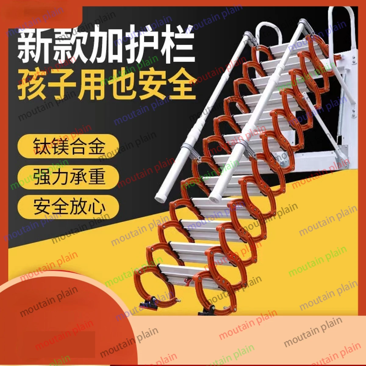 Retractable Staircase Attic Home Steel Ladder Wall-Mounted Folding Invisible Lifting Telescopic Ladder