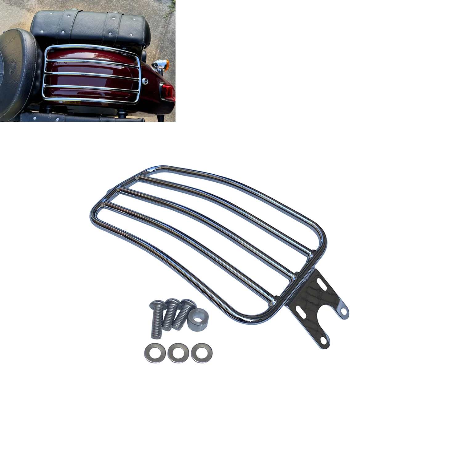 

Chrome Solo Fender Luggage Rack Cargo Carrier Shelf Fit For Indian Scout/Scout Sixty 2015-2025