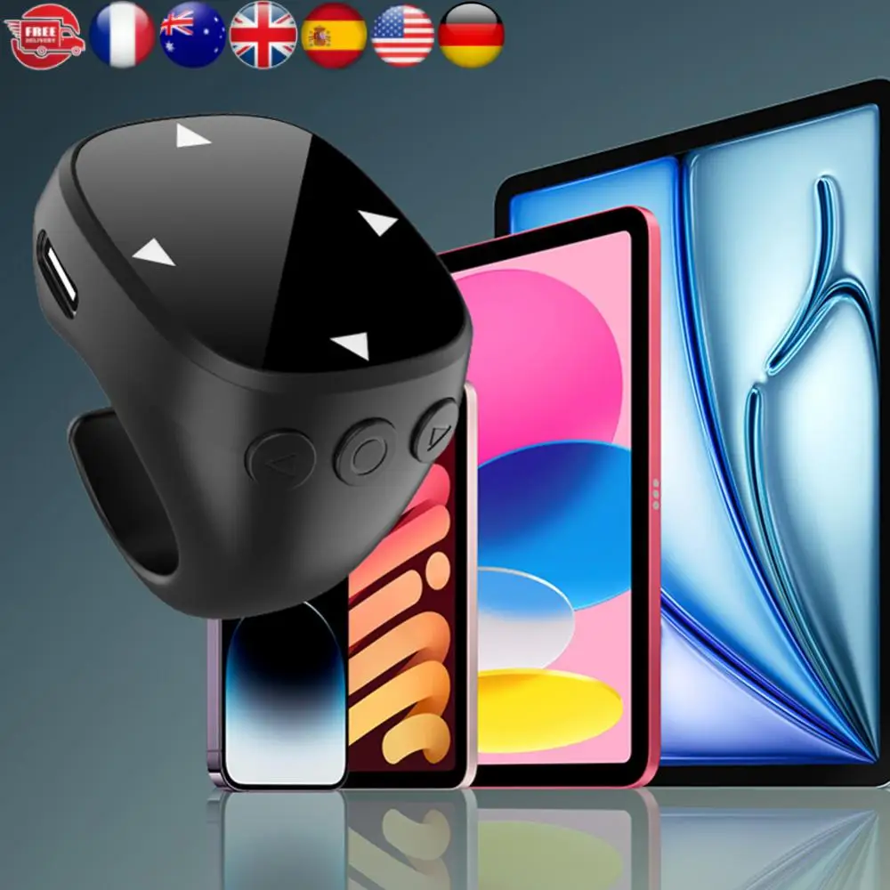 Per anello di scorrimento BT 5.3 Telecomando senza fili con punta delle dita Telecomando di scorrimento video Telecomando per dito per Android iOS