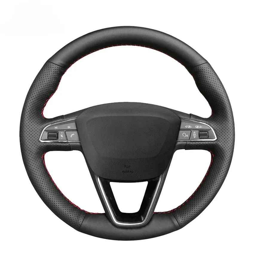 

Black Faux Leather Car Steering Wheel Cover for SEAT Leon Ibiza Alhambra Toledo 2013-2022 Arona Ateca Tarraco 2016-2021