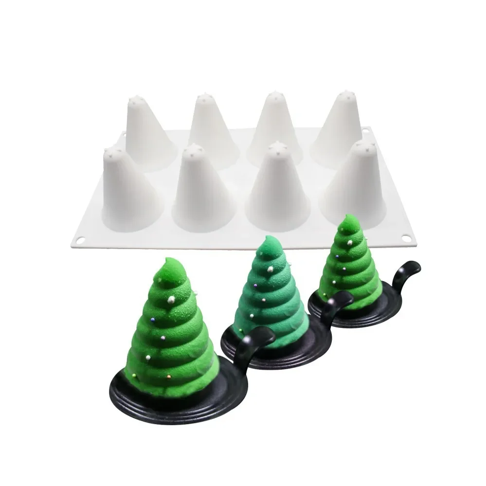 8pcs Christmas Tree Conical Baking Mold Candle Handmade Soap Molds Bakingkitchenware