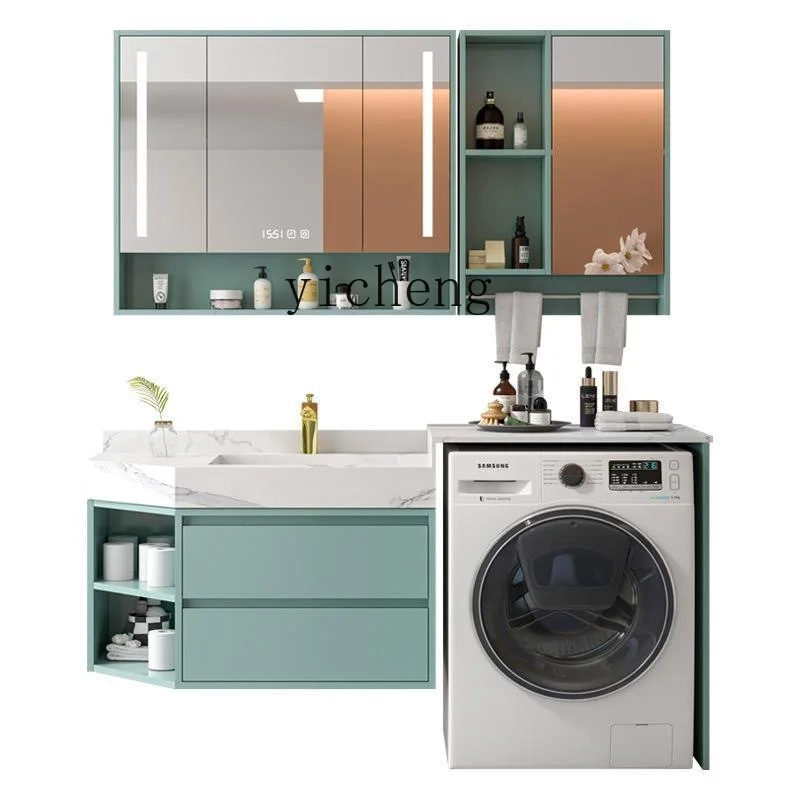 

XL Washing Machine Cabinet Sink Integrated Stone Plate Countertop Bathroom Cabinet Corner Shaped Wash Inter-Platform Basin