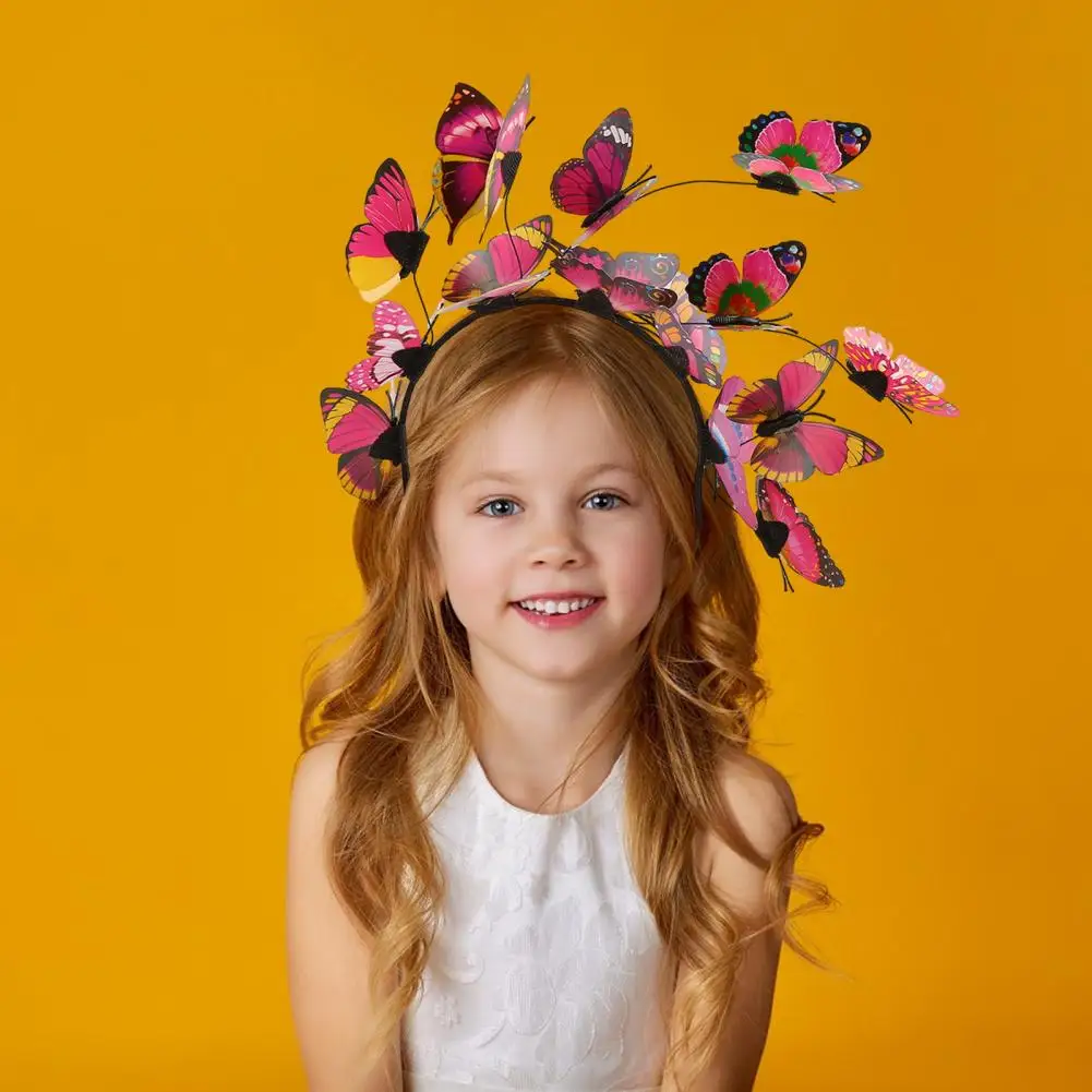 ที่คาดผมทำจากเรซินของผู้หญิงที่สวยงามที่รัดผมผีเสื้อสีสันสดใสสำหรับปาร์ตี้โบฮีเมียน