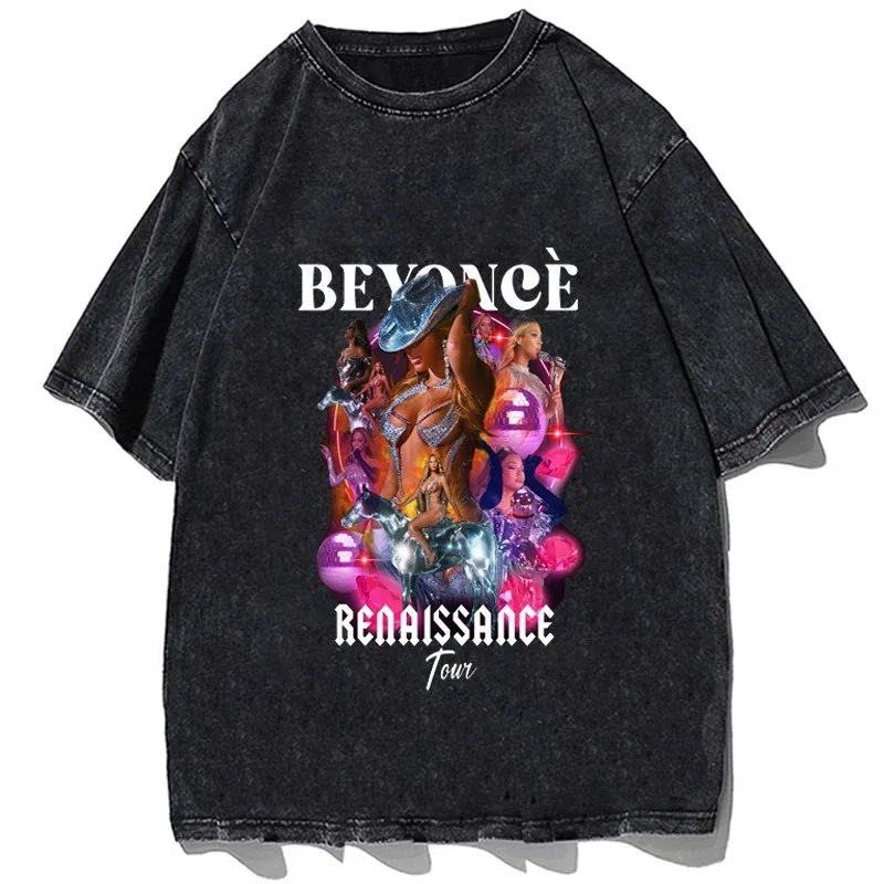 Beyonce T-shirt Renaissance World Tour Disco Cowboy Hat Merch Cotton Oversize Tees Tops Short Sleeve Tee Men Women\'s Tshirt