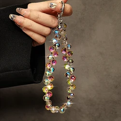 Mobile Phone Lanyard High-end Luxury Short Water Drop Crystal Hanging Chain Hand-beaded Wrist Chain Hand-held Pendant