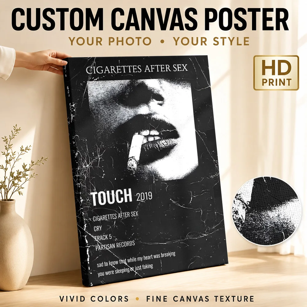 Cigarettes After Sex Touch Album Canvas Print Poster Retro Music Style Wall Art With Customized Photo For Bedroom Ideal Fan Gift