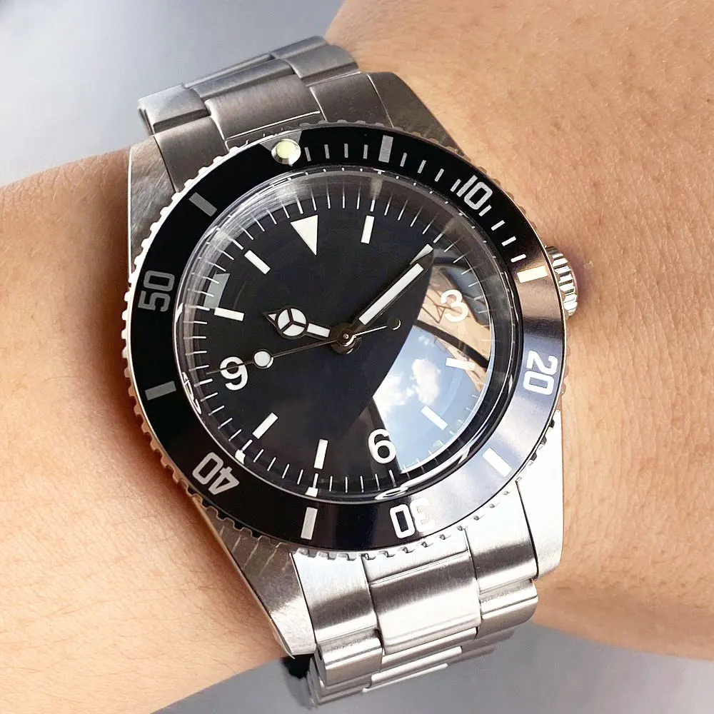 

Винтажные светящиеся часы Tandorio 38 мм с сапфировым стеклом NH35A 200 м, водонепроницаемые автоматические часы для дайвинга Movt, мужские стальные браслеты с безелем 120 щелчков