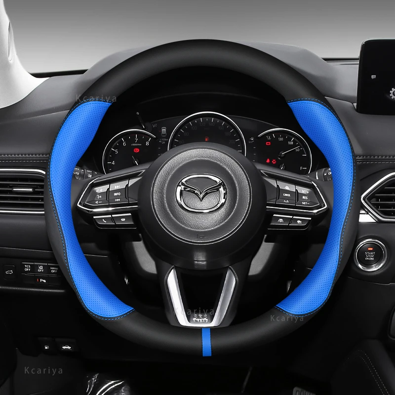 For mazda Steering Wheel Cover Genuine Leather Carbon Fiber No Smell Thin Fit Mazda3 Mazda2 Mazda6 Mazda5 Mazda8 2 3 5 6 8