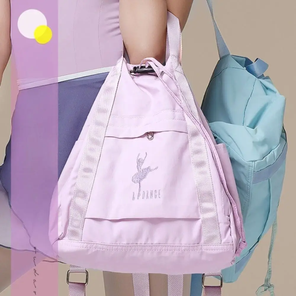 Portable Waterproof Ballet Dance Bag Portable Zipper Nylon Shoulder Bag Oxford Cloth Large Capacity Drawstring Backpack Hiking