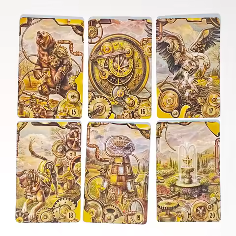 Steampunk Lenormand Deck 9*6cm Printed on 350GSM Double-embossed Cardstock , 36 Pcs Lenormand Cards