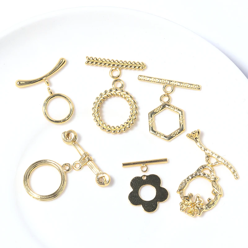 4Set/lot Copper Plated With Real Gold Color OT Clasp Metal OT Toggle Clasps Connector For DIY Jewelry Making Bracelet Necklace