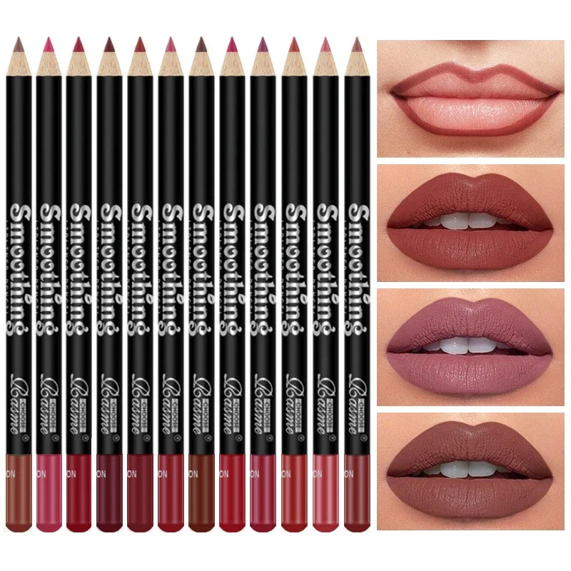 12pcs Luxury Matte Lip Liner Long-Lasting, Smooth Application for Perfect Outline & Filling, Versatile Shades for All Skin Types