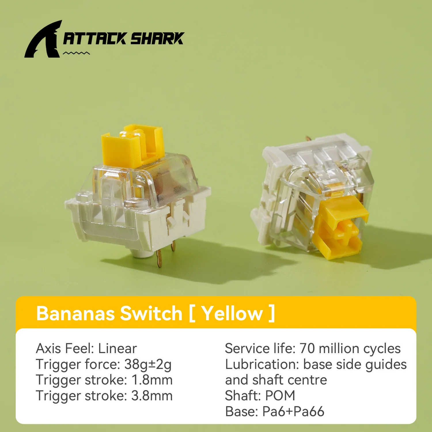 Attack Shark Switch for Mechanical Keyboard 3 Pins Linear Passages Tactile Clicky Silent Red Blue White Switch JX1 MX Cross Axis