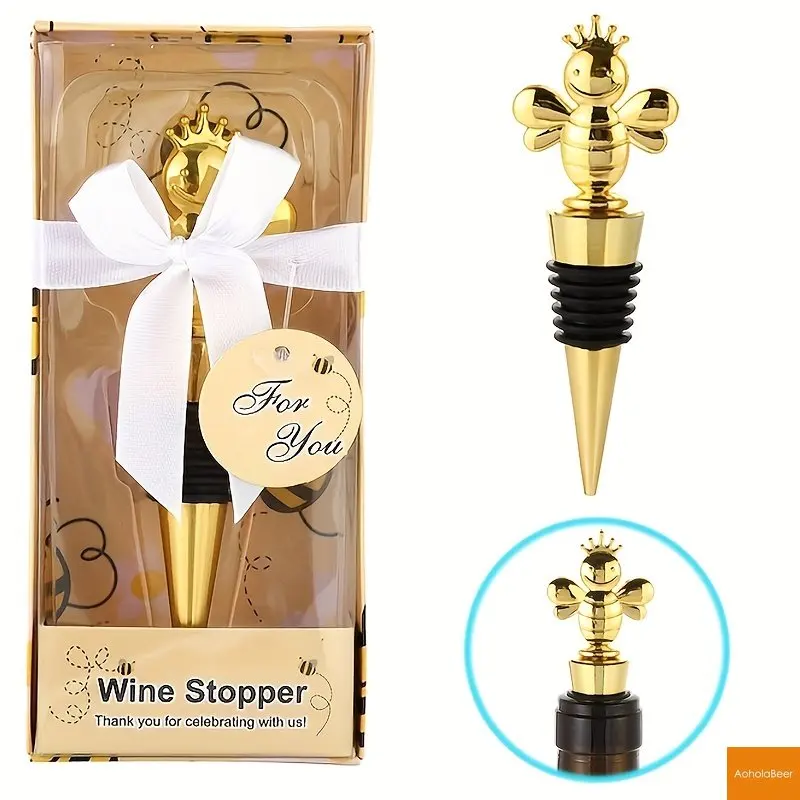 Wedding favors Bee Shape Wine Bottle Stopper Fresh-keeping Cork Wine Stoppers Alloy Party Gifts for Guests Bar Decoration Tools