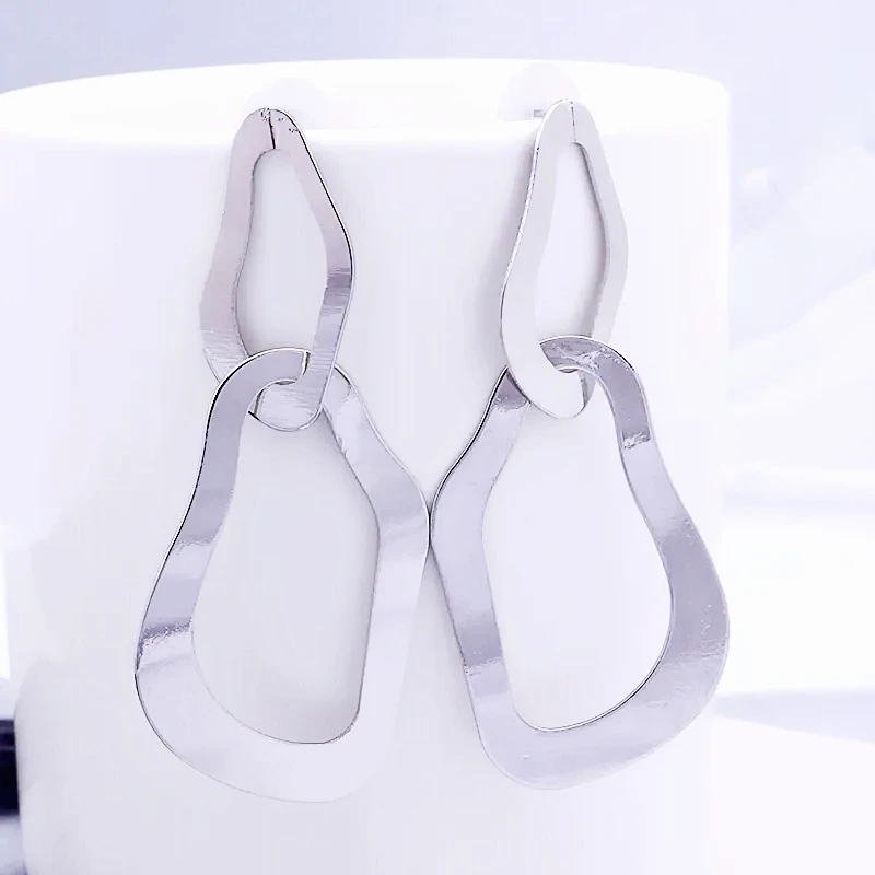 Geometry Drop Earrings for Women Uneven Personality Hollow Curved Irregular Round Pendants Dangle Earrings Rock Fashion Jewelry