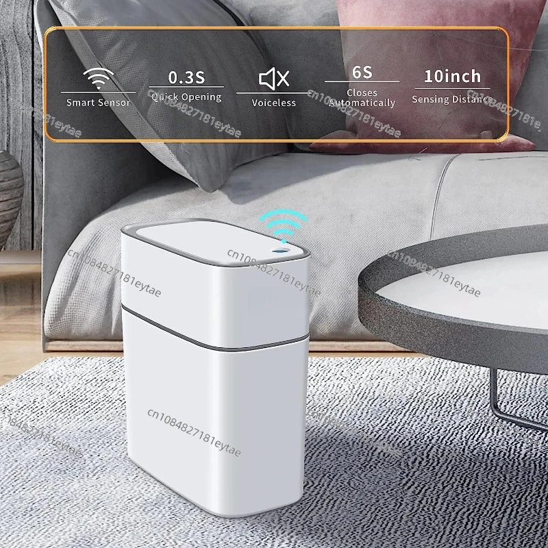 Smart Induction Trash Can Popular ABS Rectangular Garbage Bin for Indoor/Outdoor/Bedroom/Bathroom Use Modern Design
