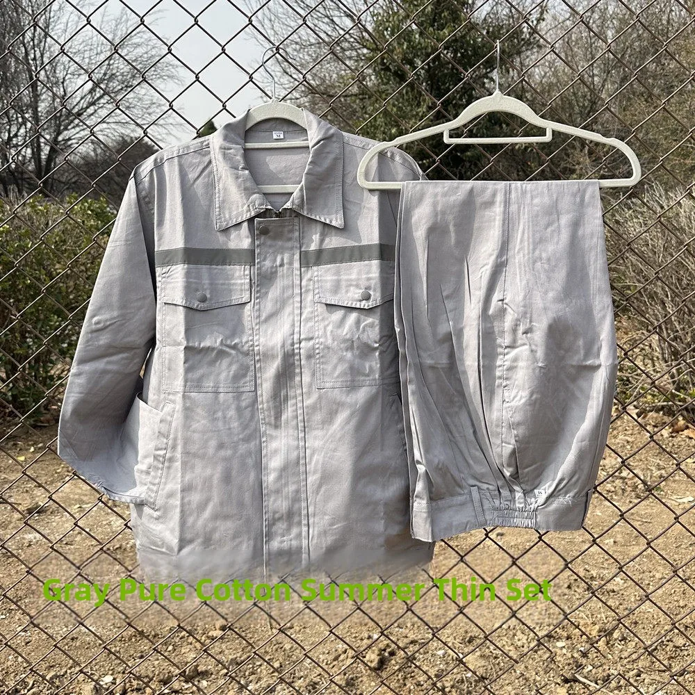 

Ультратонкий летний рабочий костюм из чистого хлопка с длинными рукавами, дышащий, удобный, со светоотражающими элементами, для сварщиков и рабочих на производстве