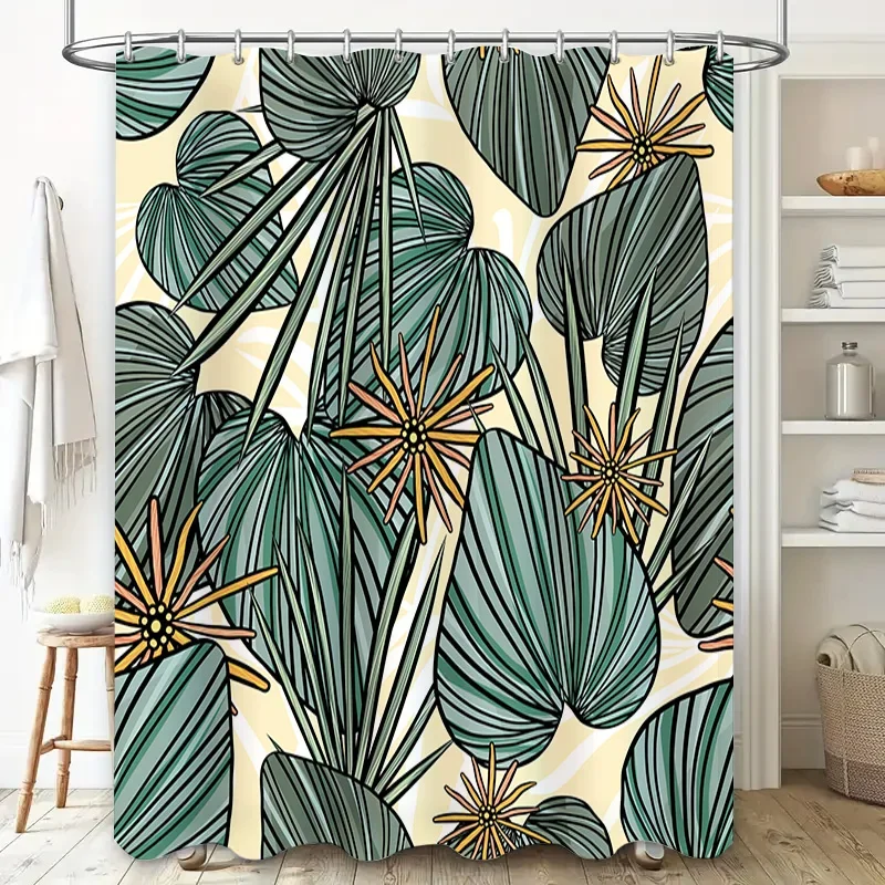 

Greenery Shower Curtain with Sunburst Pattern Vibrant Bath Decoration for Modern Bathroom Decorations Easy Install