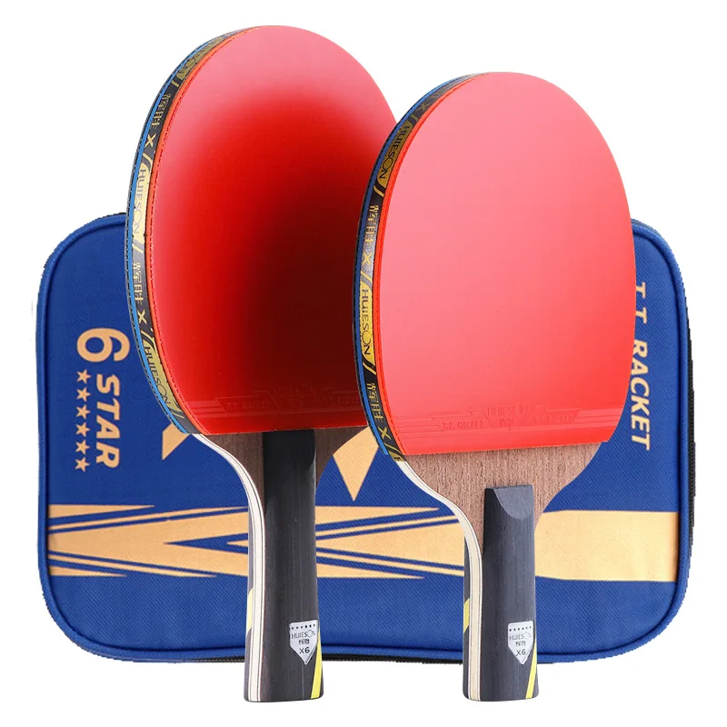 

HUIESON 6 STAR Table Tennis Racket 2 Pcs High Performance Ping Pong Paddle Bat Racket 5 Wood 2 Carbon with Good Control
