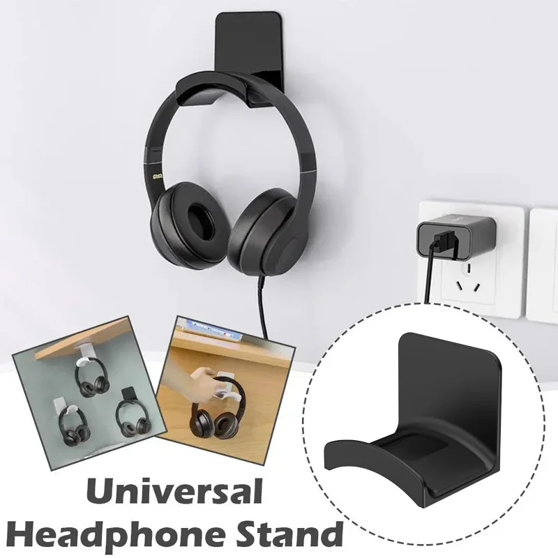 Universal Headphone Stand Wall Mount Hanger Under Desk Headset Rack Holder Punch-free Head-mounted Headphone Holder