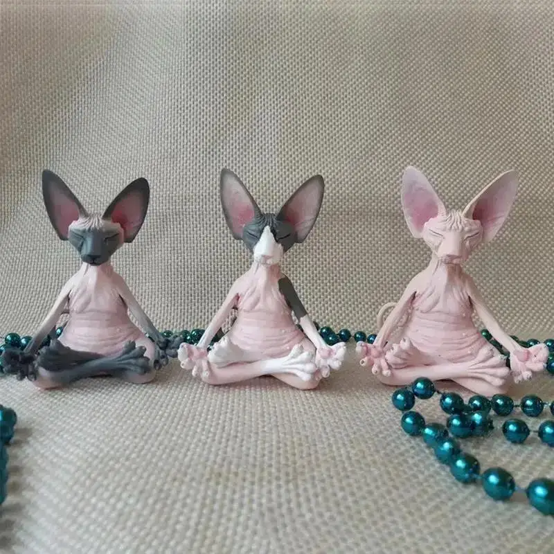 Hot Meditation Yoga Happy Cat Whimsical Buddha Sphinx Figurine Art Decor Sculpture Outdoor Garden Statue Home Decoration Crafts