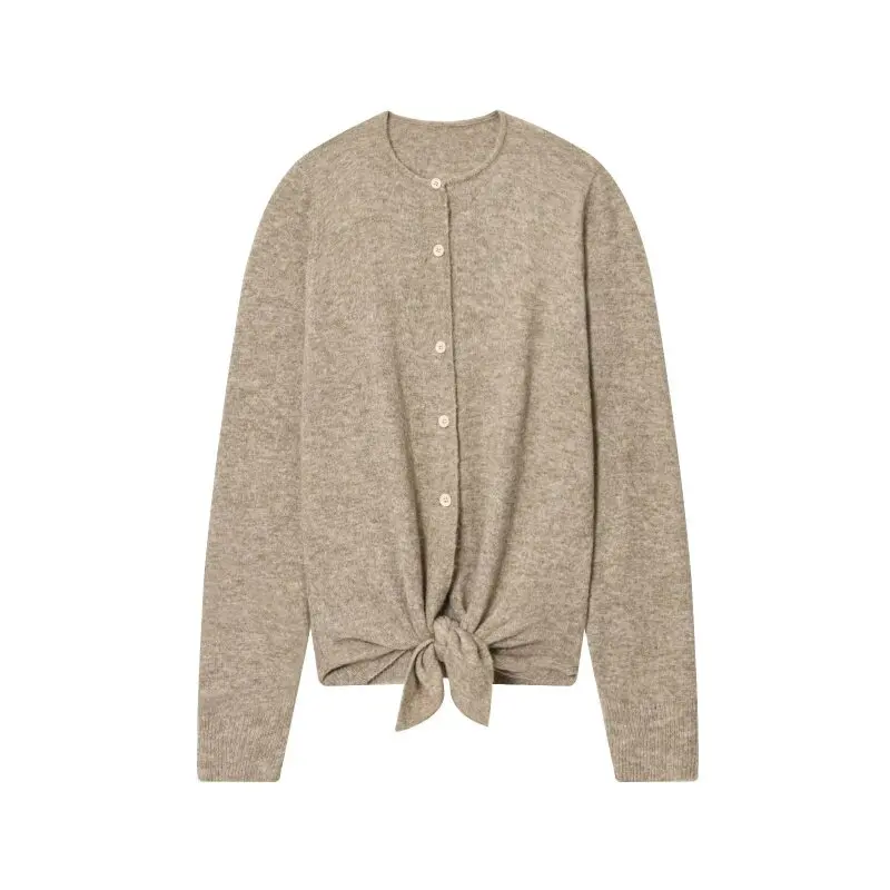 

Solid Color Sweater Coat Button Knitted Cardigan Fashion O-Neck Long Sleeves Autumn Winter Warm Streetwear Office Lady Tops