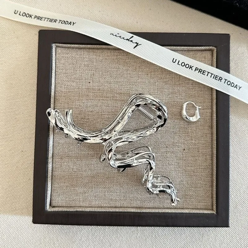 العصرية المعادن القرش مشبك شعر غير النظامية كراب كليب فاسق نمط أسود فضي الكورية النساء دبوس الشعر الملحقات