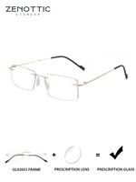 ZENOTTIC (talla S), gafas graduadas sin montura a la moda, gafas ópticas para hombres y mujeres para foto de luz azul antiluz de Metal de alta calidad