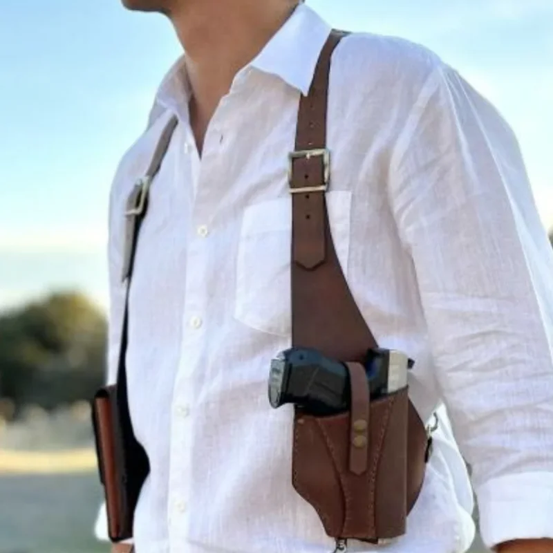 Steampunk Vintage Leder Wild West Cowboy Western Pistolenholster Brusttasche Gunman Rollenspiel Kostüm Waffentasche Feldtasche – Detail 1