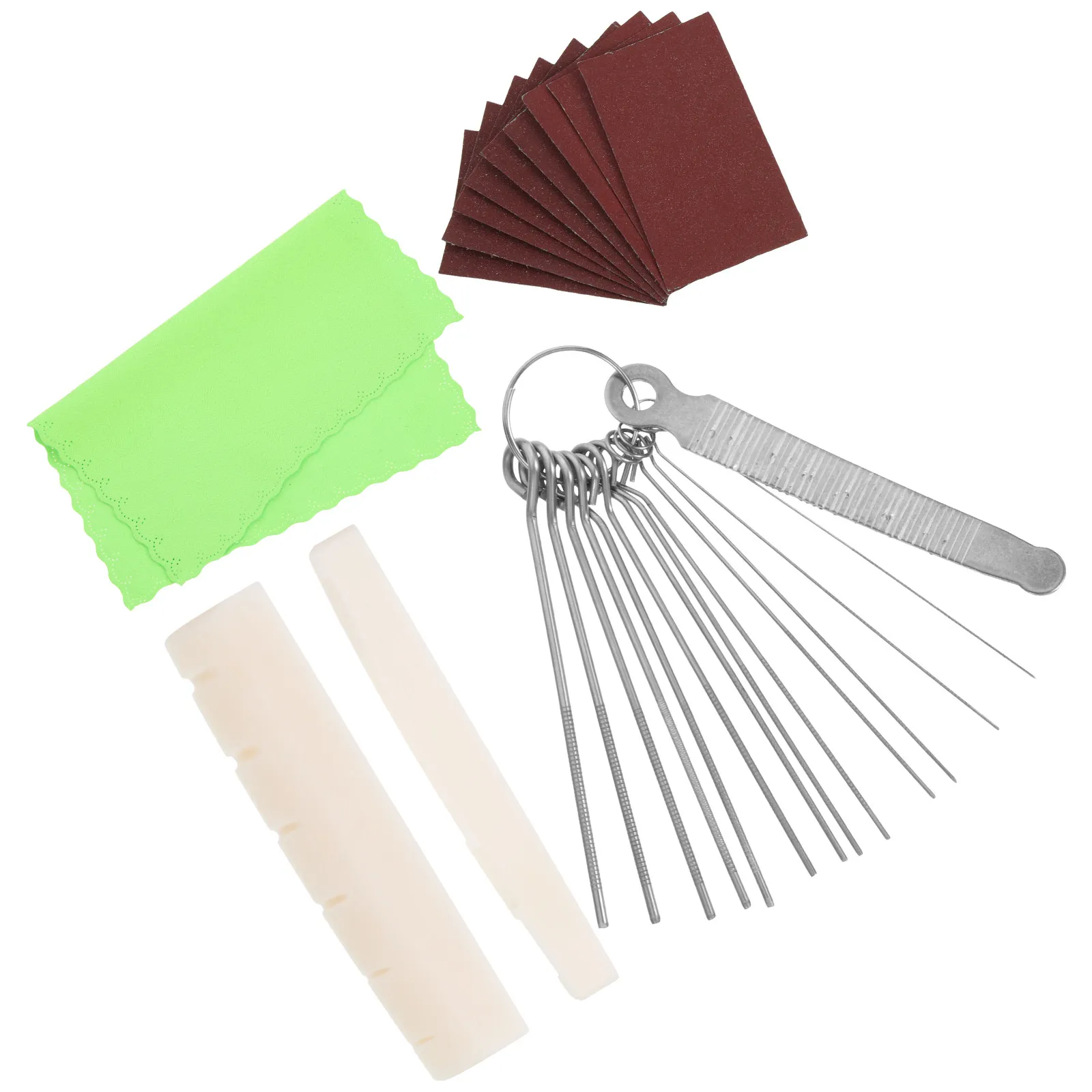 1Set Guitar Repairing Cleaning Tool Kit Premium Stainless Steel Nut Saddle File Sandpaper Cleaning Cloth Guitar Accessories