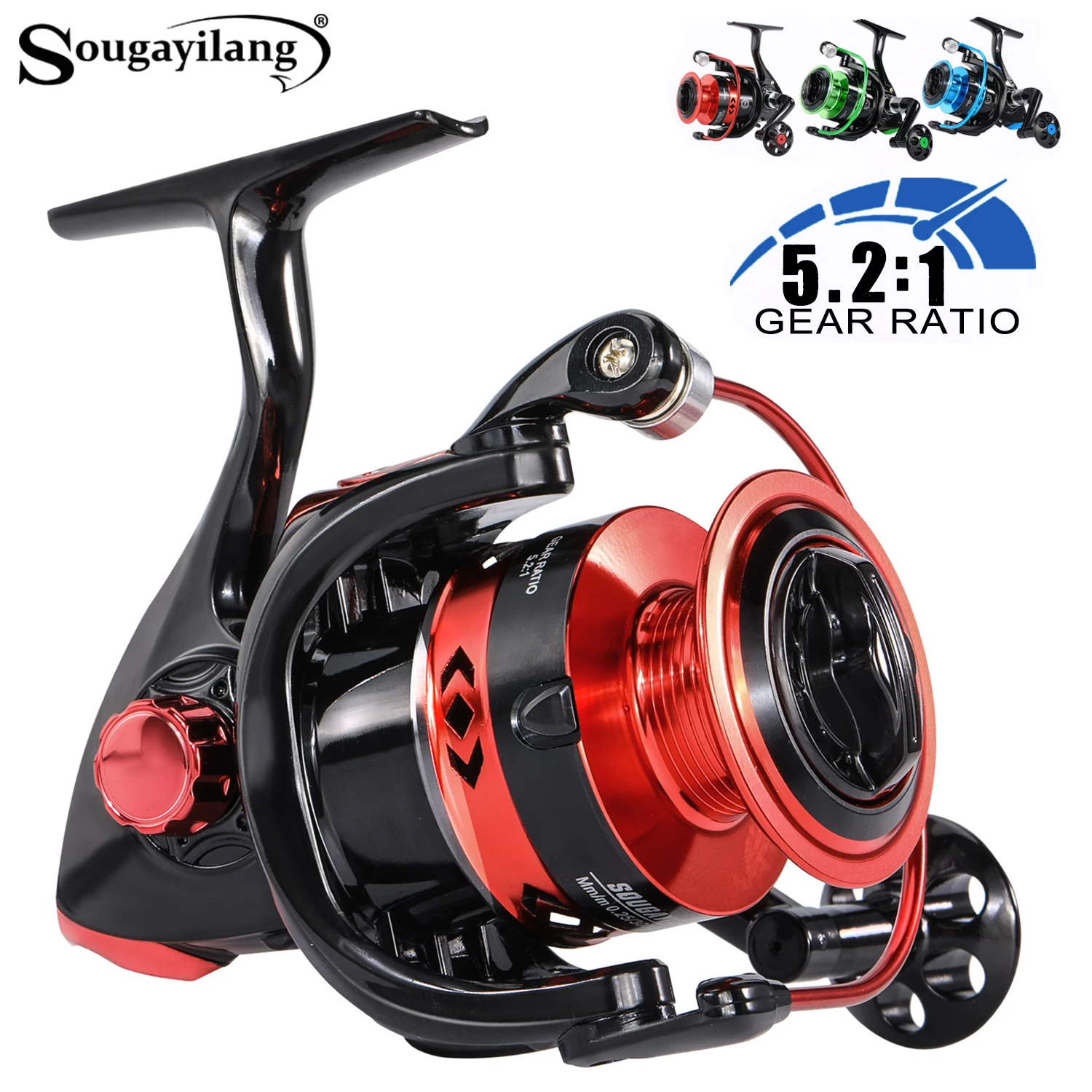 Sougayilang 1000-5000 Spinning Fishing Reel 5.2:1 Gear Ratio Max Drag 8kg for Fishing with Aluminum Spool for Lure Fishing Pesce