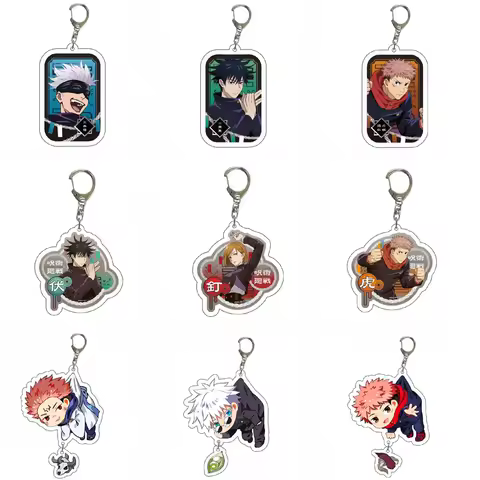 Jujutsu Kaisen Anime Keychain Itadori Yuji Gojo Satoru Cartoon Acrylic Bag Tag Keyring Pendant Cos Accessory
