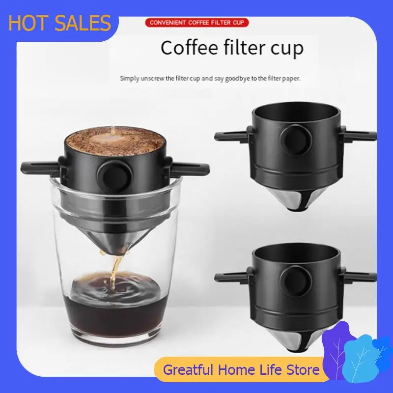 ماكينة صنع القهوة من الفولاذ المقاوم للصدأ AT59، فلتر قهوة محمول قابل لإعادة الاستخدام، حامل شاي القهوة بالتنقيط بدون ورق، صب فوق منقط القهوة