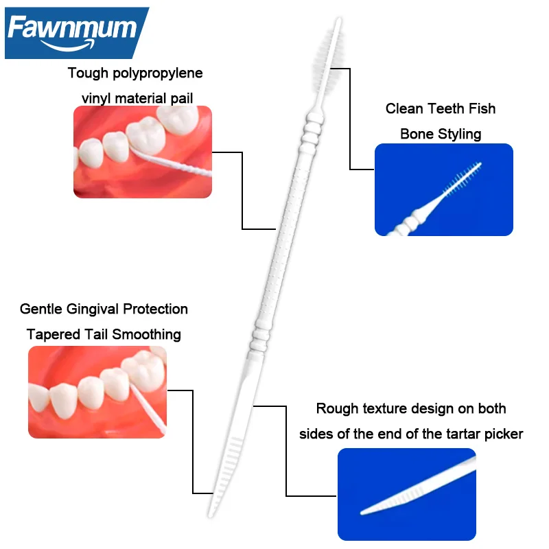 Fawnmum 300 Pcs/Set Double-Headed Flosser Toothpicks Interdental Brush Oral Cleaning Gum Hygiene Teeth Care Sticks  Disposable