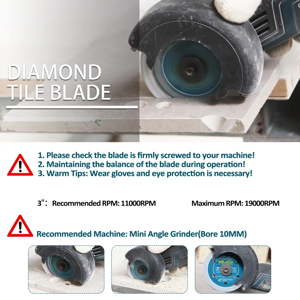 MINLAYCUT 1 Stück Diamant-Trennscheibe X Mesh Cut Durchmesser 75/105/115/125 mm für Fliesen, Marmor, Keramik, Granit, Sägeblatt, Schneideplatte – Detail 9