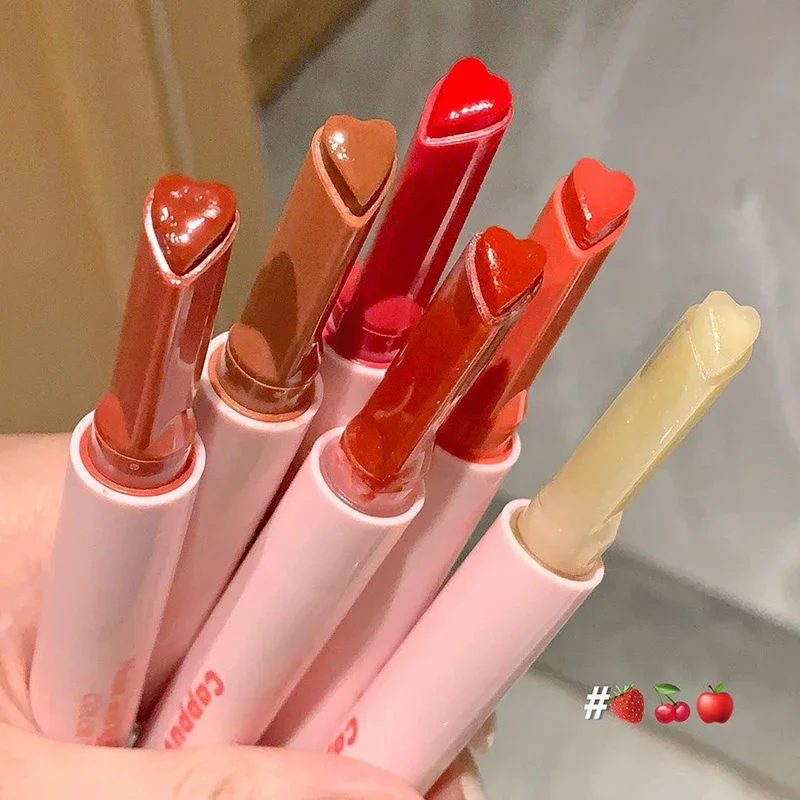 Jelly Thermochromic Lip Gloss Water-light Lip Glaze Love Heart Shape Lipstick Pen specchio idratante Glitter Makeup Cosmetic