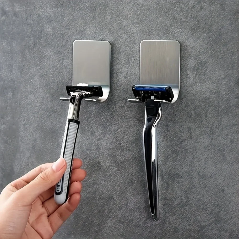 1-4pcs Wall Razor Holder Storage Hook Stainless Steel Men Shaver Storage Rack Shaver Shelf Hanger Stand Razor Blade Holder Hooks