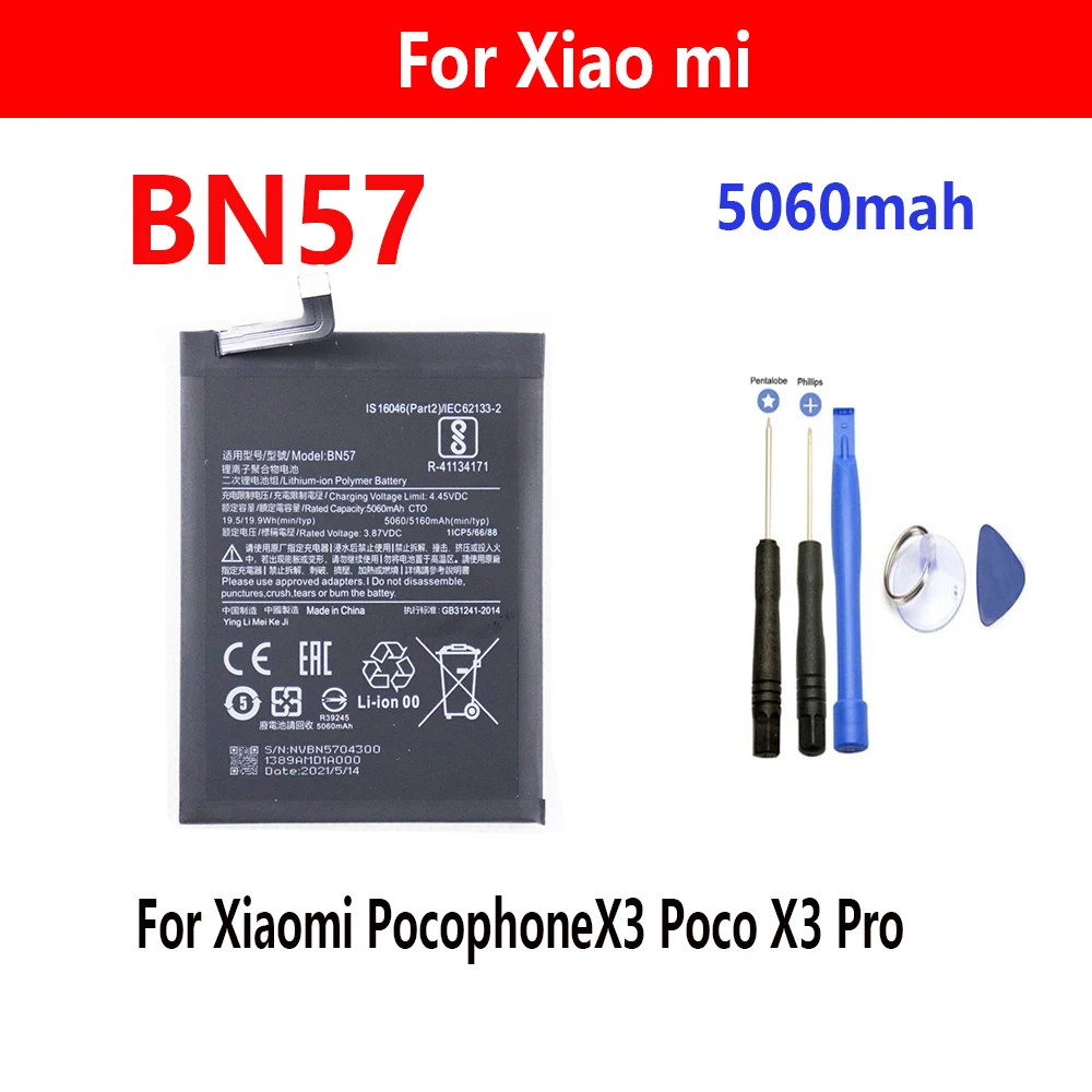 

Original battery BN57 Battery For Xiaomi Pocophone X3 Poco X3 Pro Replacement Bateria