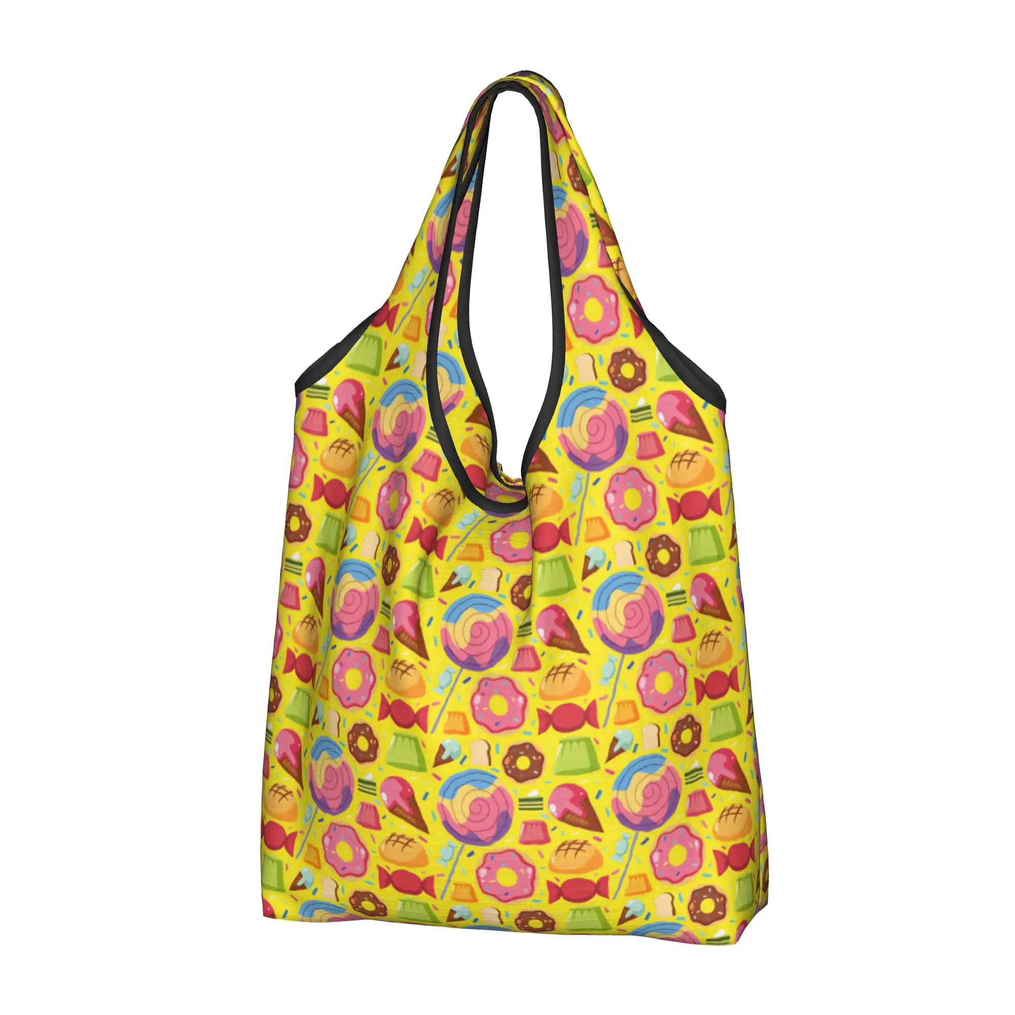 Recycling Donut Lollipop Lce Cream Jelly Shopping Bag Women Tote Bag Portable Candy Bread Groceries Shopper Bags
