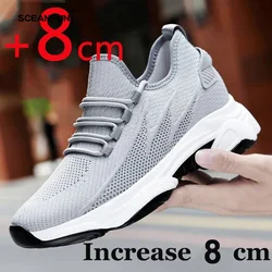 Men sneakers casual heightening shoes 8cm height increase shoes for men summer breathable 6cm elevator shoes taller skateboard