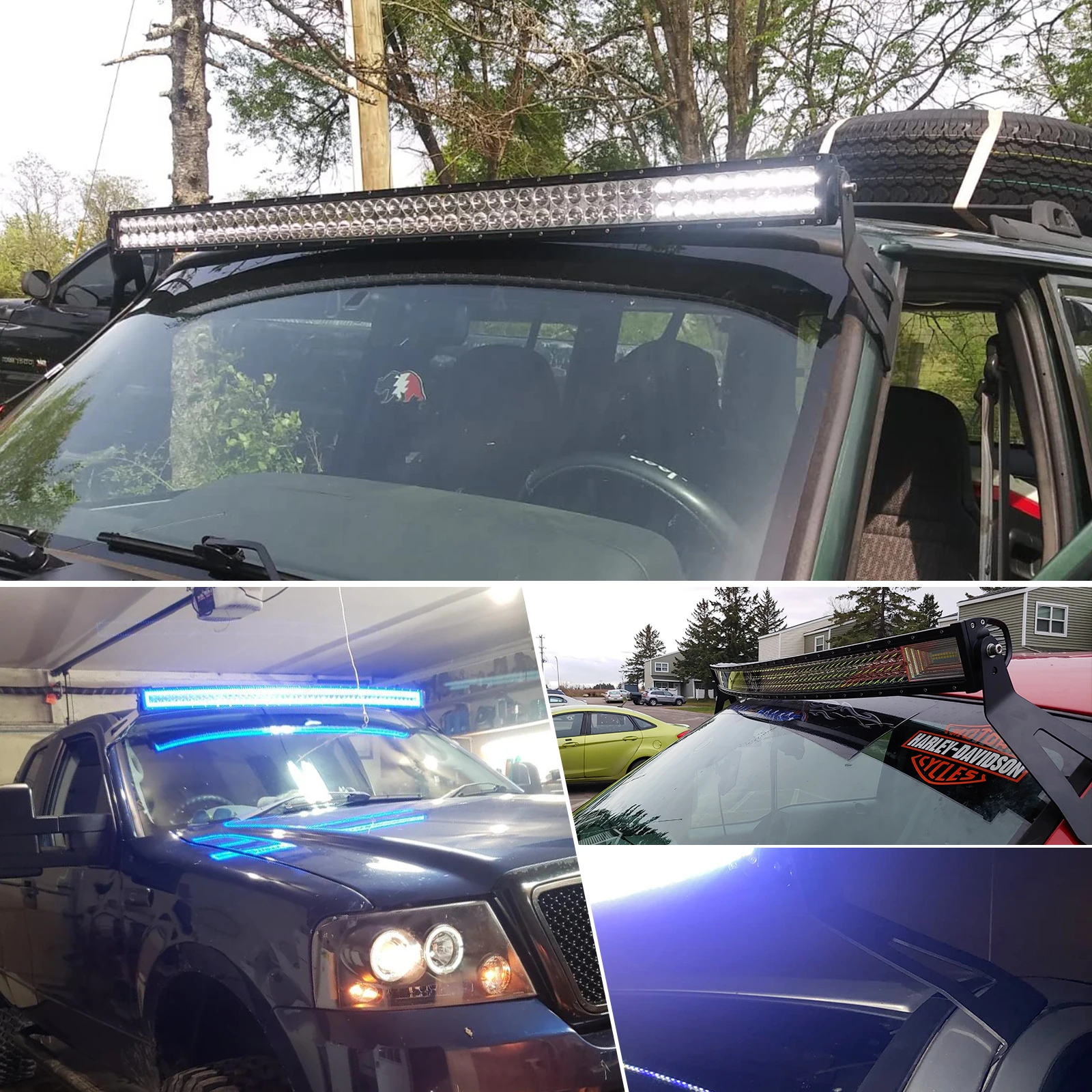 52 بوصة منحني مصباح ليد بار تصاعد قوس على سقف الزجاج الأمامي العلوي ل 2004 – 2018 فورد F150 و SVT رابتور اكسسوارات السيارات