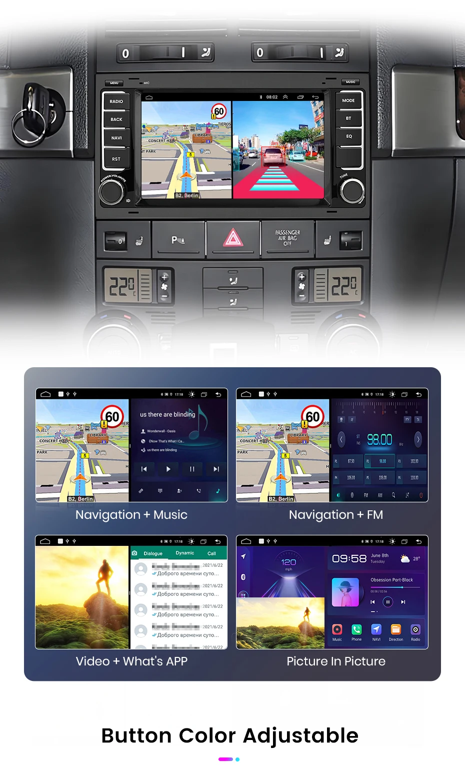 Junsun 7'' 9'' CarPlay Android Auto Auto Radio Für VW Touareg Multivan T5 Transporter 2004-2009 GPS intelligente Multimedia – Detail 24