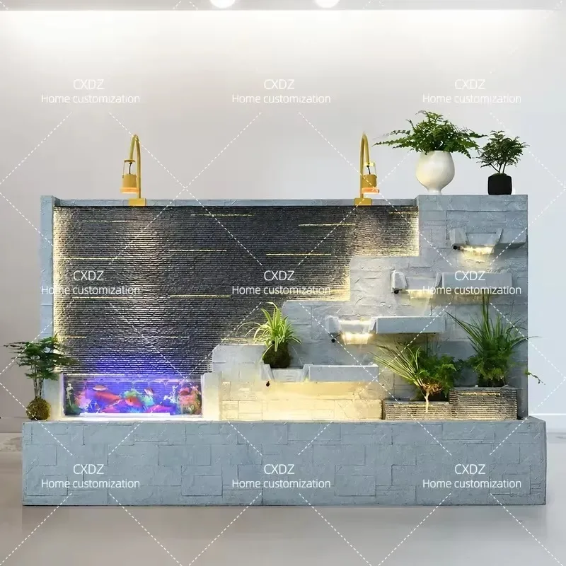 1.1m High Water Curtain Wall Flowing Fountain Feng Shui Fish Tank Landscaping Circulating Water Feature for Balcony Store